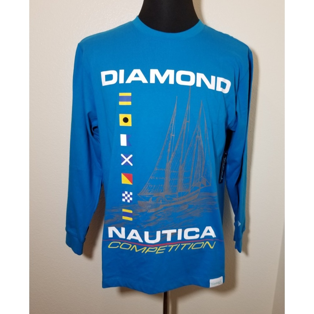 Diamond Supply Co X Nautica Competition Teal Long Sleeve Shirt Size Small NWT